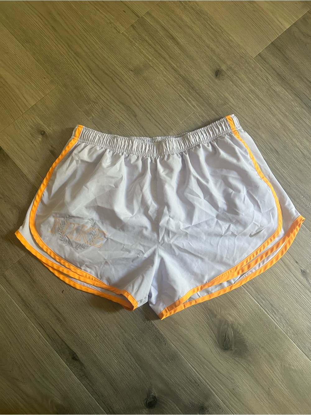 Nike White Women's Athletic Shorts with Orange Trim